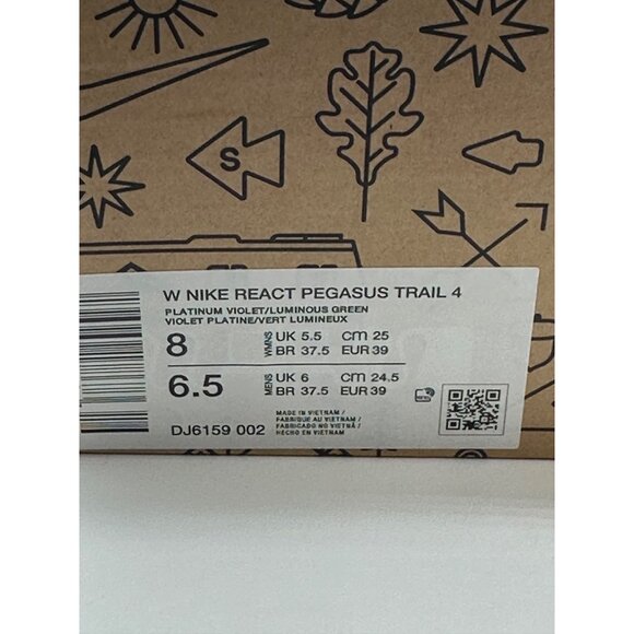 Women's Nike Pegasus React Trail 4 Running Shoes Light Purple Yellow DJ6159-002 - Picture 11 of 14